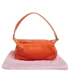 Pre Owned Escada Orange Leather Eluna Baguette Shoulder Bag