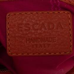Pre Owned Escada Orange Leather Eluna Baguette Shoulder Bag