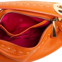 Pre Owned Escada Orange Leather Eluna Baguette Shoulder Bag