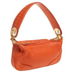 Pre Owned Escada Orange Leather Eluna Baguette Shoulder Bag