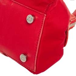 Escada Orange Fabric and Croc Embossed Leather Satchel