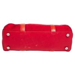 Escada Orange Fabric and Croc Embossed Leather Satchel