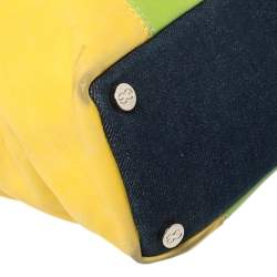 Pre Owned Escada Multicolor Denim and Leather Patchwork Flap Tote  