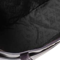 Pre Owned Escada Purple Lizard Embossed Leather Bow Tote