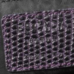 Pre Owned Escada Purple Lizard Embossed Leather Bow Tote