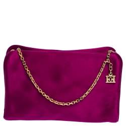Pre Owned Escada Pink Satin Chain Shoulder Bag