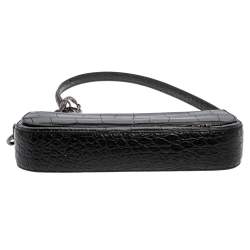 Pre Owned Escada Black Croc Embossed Leather Baguette