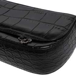 Pre Owned Escada Black Croc Embossed Leather Baguette