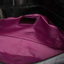 Pre Owned Escada Black Croc Embossed Leather Baguette