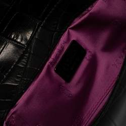 Pre Owned Escada Black Croc Embossed Leather Baguette