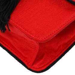 Escada Red Quilted Satin Flap Shoulder Bag