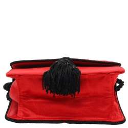 Escada Red Quilted Satin Flap Shoulder Bag