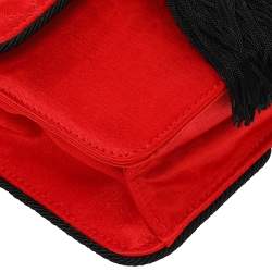 Escada Red Quilted Satin Flap Shoulder Bag