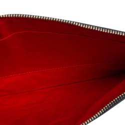 Pre Owned Escada Black Monogram Embossed Leather Top Zip Pouch