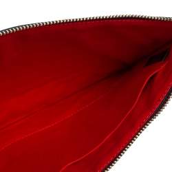 Pre Owned Escada Black Monogram Embossed Leather Top Zip Pouch