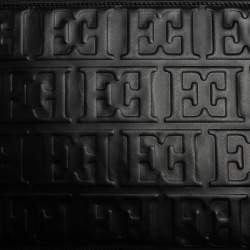 Pre Owned Escada Black Monogram Embossed Leather Top Zip Pouch