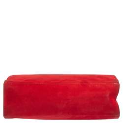 Escada Red Suede Metal Handle Bag