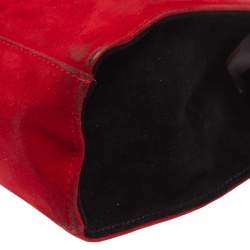 Escada Red Suede Metal Handle Bag