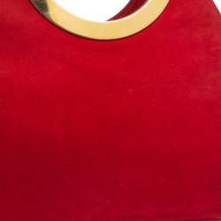 Escada Red Suede Metal Handle Bag