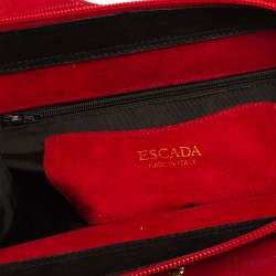 Escada Red Suede Metal Handle Bag