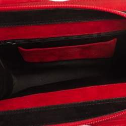 Escada Red Suede Metal Handle Bag