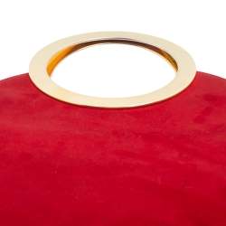 Escada Red Suede Metal Handle Bag