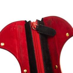 Escada Red Suede Metal Handle Bag