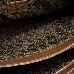 Escada Dark Beige Textured Leather Flap Top Handle Bag
