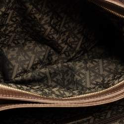 Escada Dark Beige Textured Leather Flap Top Handle Bag