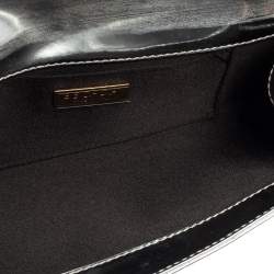 Pre Owned Escada Silver Glossy Leather Chain Wristlet Clutch