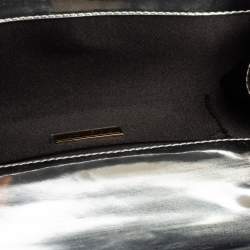 Pre Owned Escada Silver Glossy Leather Chain Wristlet Clutch