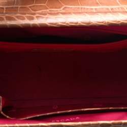 Pre Owned Escada Brown Croc Embossed Leather Satchel