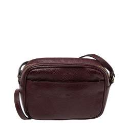 Pre Owned Escada Burgundy Grained Leather Camera Bag