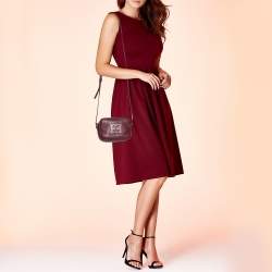Pre Owned Escada Burgundy Grained Leather Camera Bag