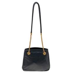 Escada Black Leather Chain Tote