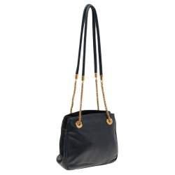 Escada Black Leather Chain Tote