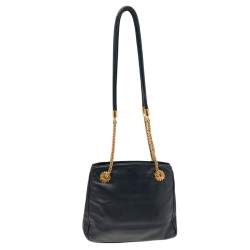 Escada Black Leather Chain Tote