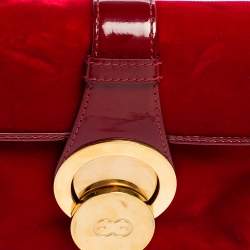 Pre Owned Escada Burgundy Velvet and Patent Leather Shoulder Bag