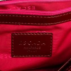 Pre Owned Escada Burgundy Velvet and Patent Leather Shoulder Bag