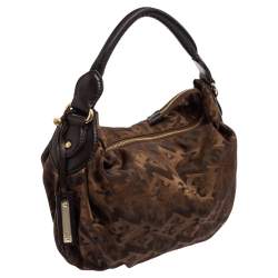 Pre Owned Escada Brown Monogram Canvas And Leather Hobo