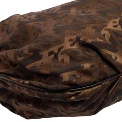 Pre Owned Escada Brown Monogram Canvas And Leather Hobo
