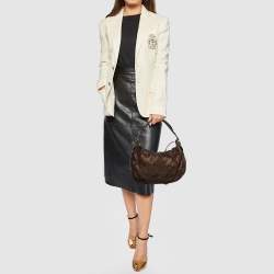 Pre Owned Escada Brown Monogram Canvas And Leather Hobo