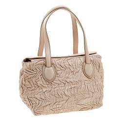 Pre Owned Escada Powder Pink Pleated Leather Satchel