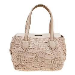 Pre Owned Escada Powder Pink Pleated Leather Satchel