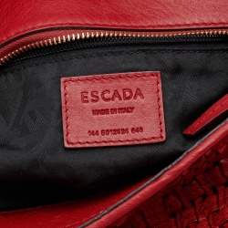 Escada Red Woven Leather Hobo