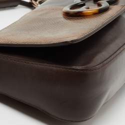 Pre Owned Escada Brown Karung and Leather Shoulder Bag