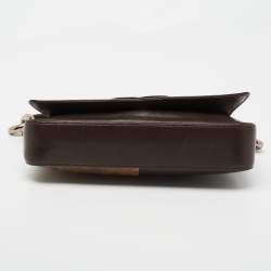 Pre Owned Escada Brown Karung and Leather Shoulder Bag