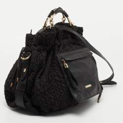 Pre Owned Escada Black Fabric and Leather Tassel Tote