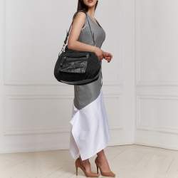 Pre Owned Escada Black Fabric and Leather Tassel Tote