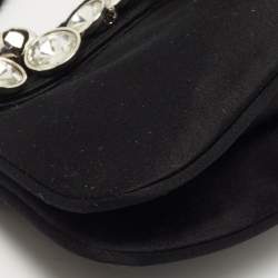 Escada Black Satin Crystals Embellished Clutch Bag
